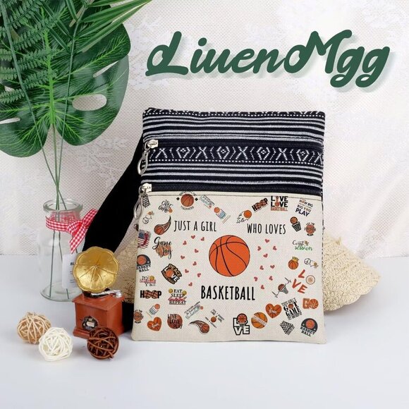 Basketball Messenger Bag Ethnic Pattern Lightweight Small Adjustable Strap - Picture 5 of 7